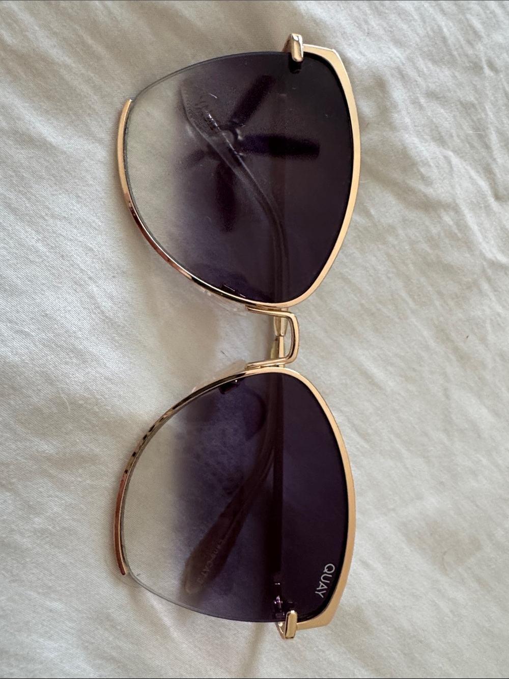 Quay Australia Gold Frame Sunglasses with Purple Gradient Lenses